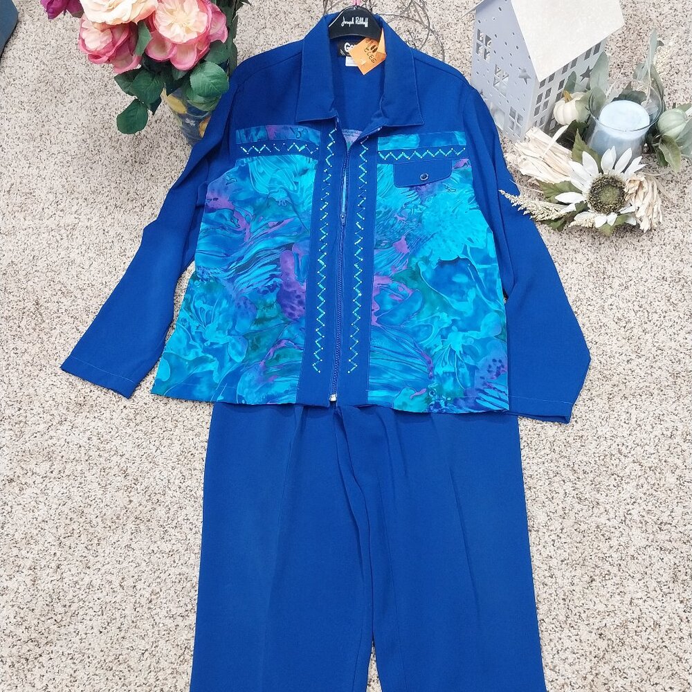 3372 Size Large Gepetto Pant set Royal Blue, Purple with Jewels down the front. - Picture 1 of 9